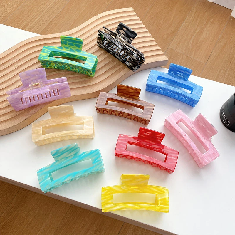 

DOWELL Korean acetic acid stripe hair shark clip large square cellulose acetate hair claw clips