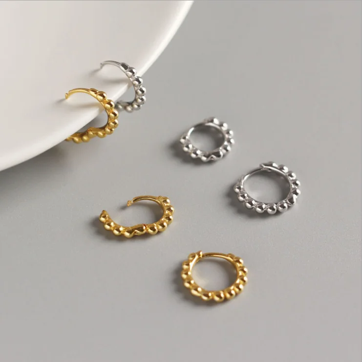

Wholesale Fashion Minimalist Cute Geometric Metal Ear Ring 925 Silver Minimal Huggie Hoop Gold Plated Earring Jewelry, Silver/gold color