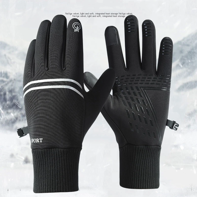 

Wholesale Breathable Touch Screen Winter Cycling Gloves Waterproof Windproof For men, As picture