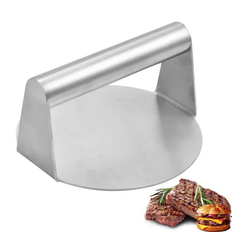 Round Hamburger Squeeze Grease Professional Flat Top Griddle Accessories Kit Stainless Steel Smasher Patty Maker Burger Press