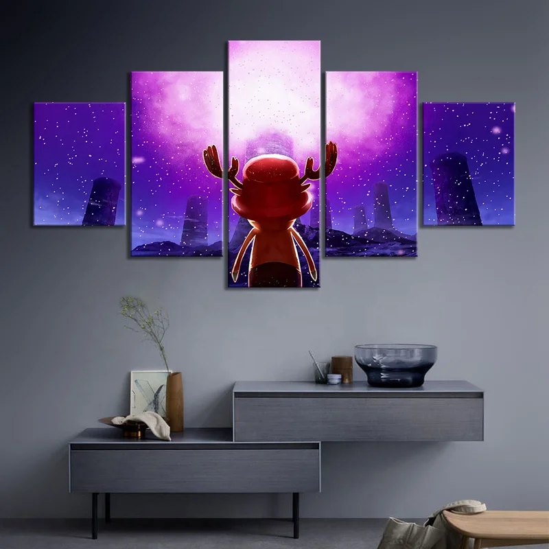 

5pcs Animation Cute Character Tony Tony Chopper Anime Poster One PIECE Manga Oil Painting Wall Decor Printed Canvas, Multiple colours