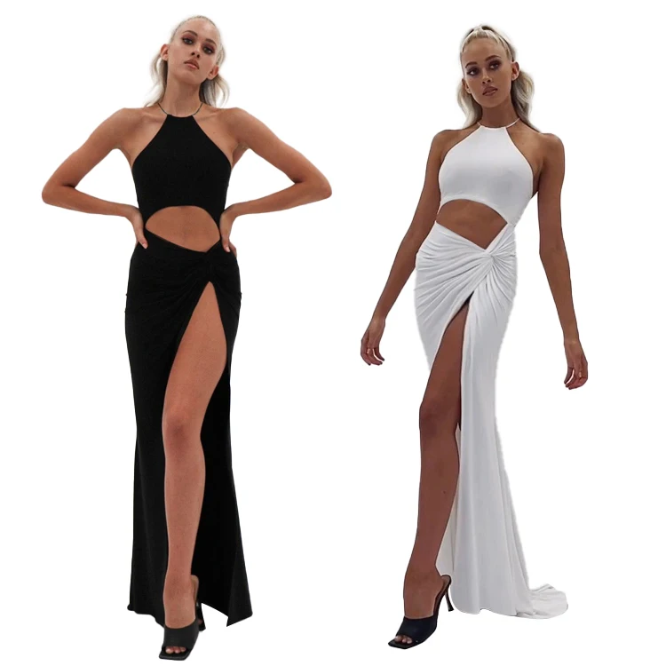 Black Maxi Dress Women Halter Neck Spaghetti Straps Backless Long Dress Summer Side High Split Party Club Wear Sexy Dresses, White/black
Black Maxi Dress Women Halter Neck Spaghetti Straps Backless Long Dress Summer Side High Split Party Club Wear Sexy Dresses, White/black