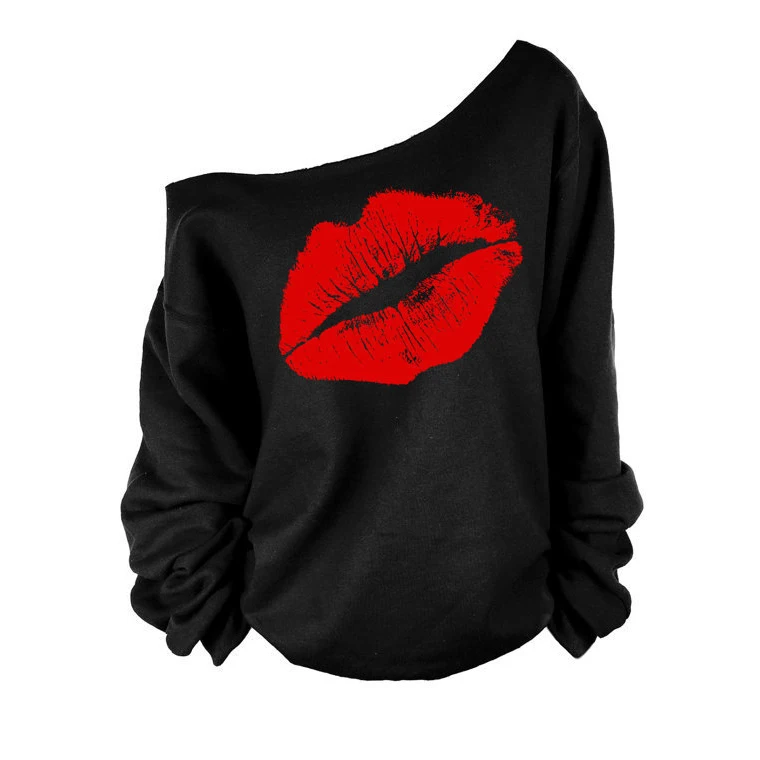 

Amazon top seller newest long sleeve fall crew neck sweatshirt sloping shoulder sweatshirts with chest print