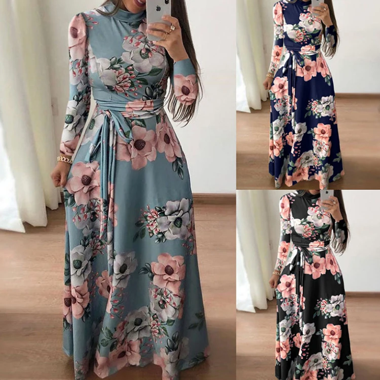 

I@U 2021 Factory Women Dress Casual Long Sleeve Maxi Dress Women Sexy Lady Elegant Clothes Women Casual Dress Summer, As picture