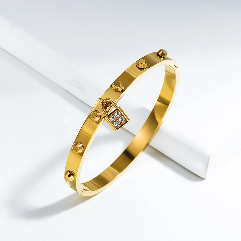 

BAOYAN Fashion Jewelry Gold Plated Stainless Steel lock Bracelet Bangle Women