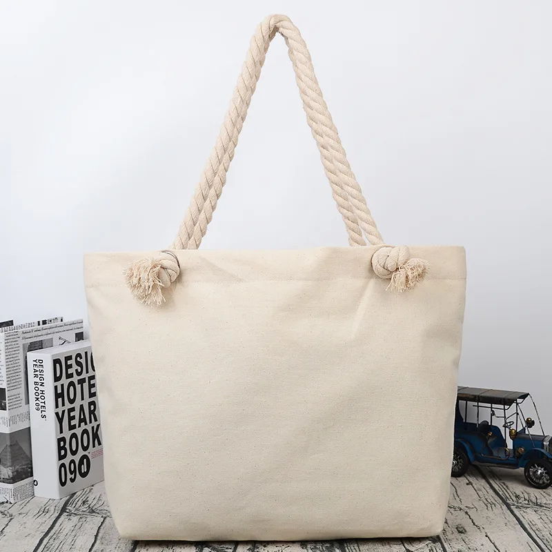 

custom canvas cotton canvas tote rope bag with rope handles