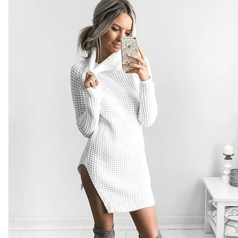 2019 New Arrival Women Autumn Clothes Wholesale Blouse Fashion Fall Long High Collar Sweater