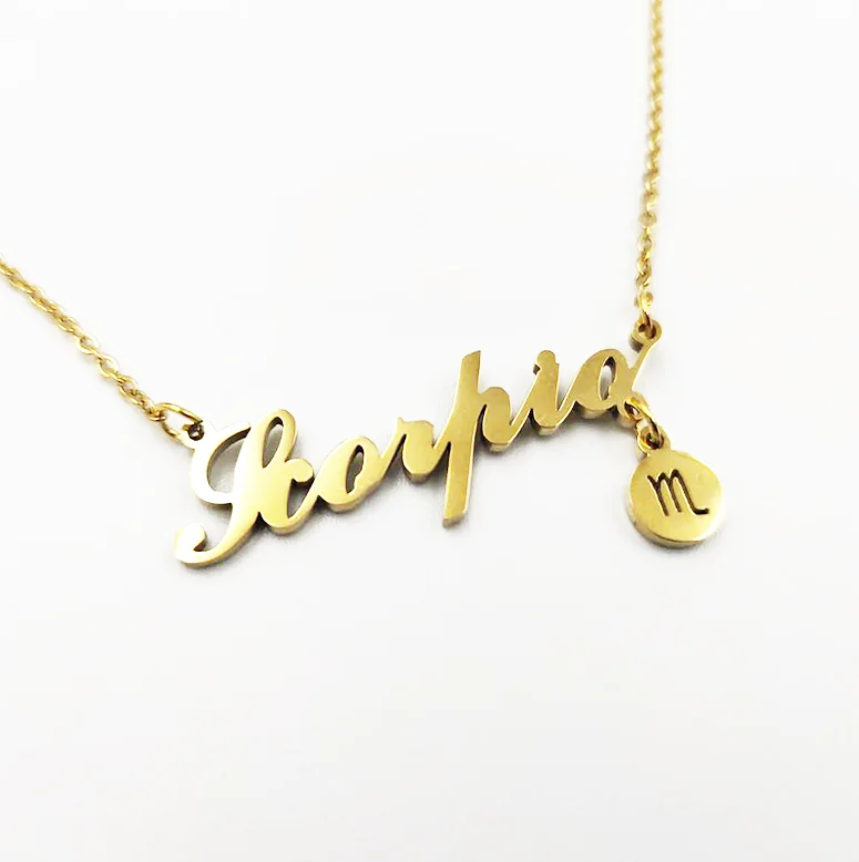 

Custom Personalized stainless steel 18K 12 zodiac initial necklace