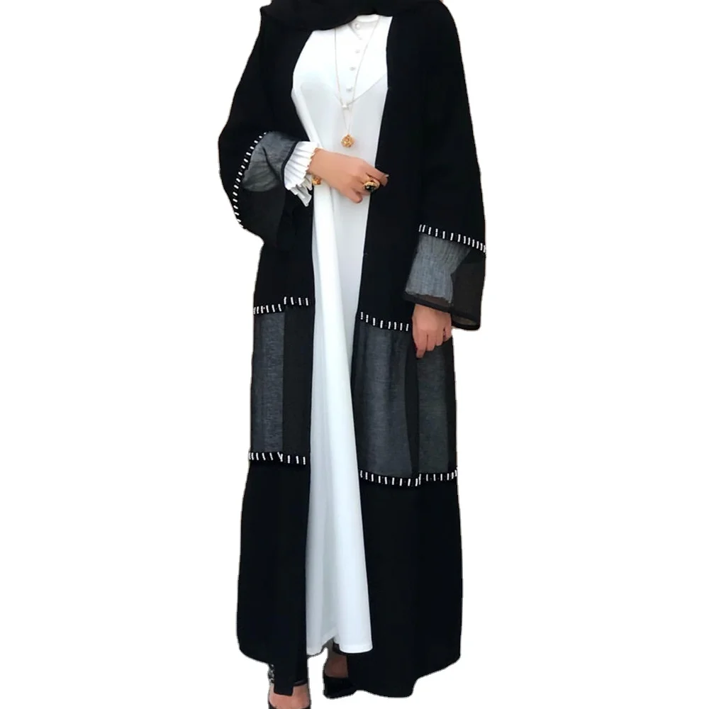 

Arab long polyester kaftan dress fashion design beads Islamic clothing wholesale