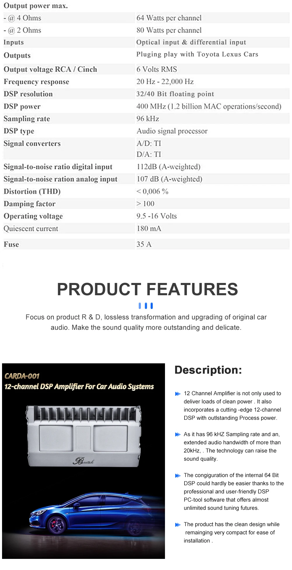 12 Channel Car Dsp Amplifier Karaoke Modules For Toyota Forjbl