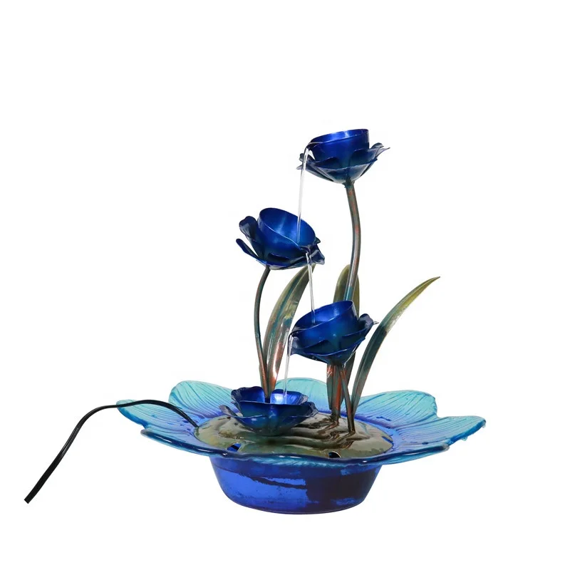 

Liffy Indoor Blue Rose Water Fountain Desktop Home Decorative Tabletop Water Fountain