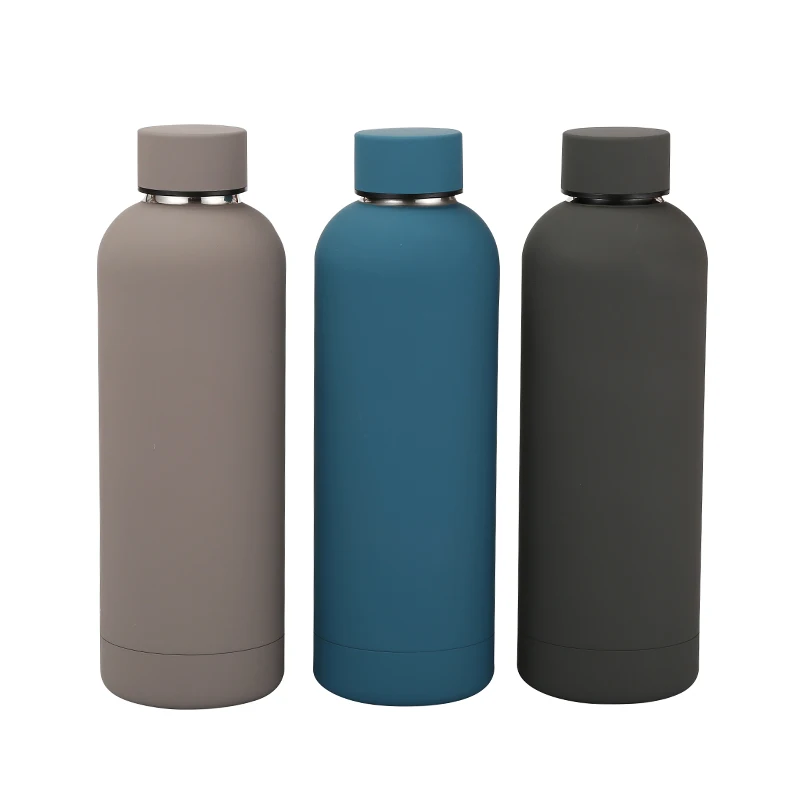 

MIKENDA insulated 500ml stainless steel water bottle vacuum thermal flasks Rubber, Black, white, green and custom color