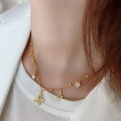 

Luxury 18K Gold Plated Butterfly 925 Silver Pendant Necklace Fashion Sterling Silver Butterfly Necklace For Women