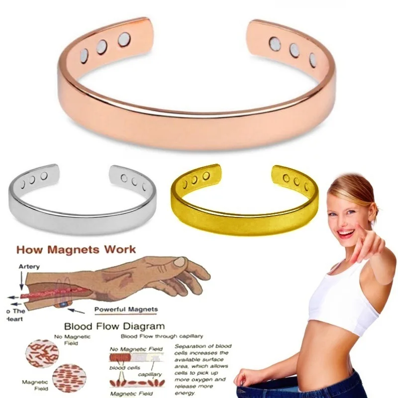 

Wholesale Fashion Bracelets Magnetic Bangle Bracelet Energetic Health Copper Split Diabetes Bracelet, As pictures