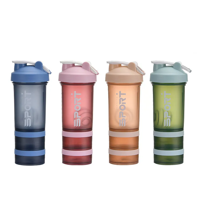 

Customized 500ml BPA Free Gym Frosted Plastic Water Bottles Plastic Protein Shaker Bottle with Blender, Customized color