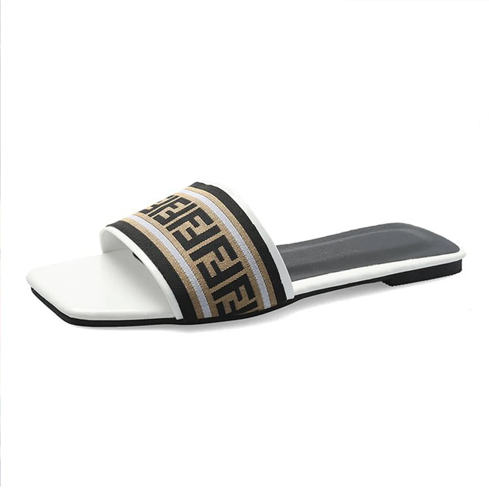 

Superstarer Ins outdoor fashion black flat women sandal trendy rubber sandals and slides for women, Black white