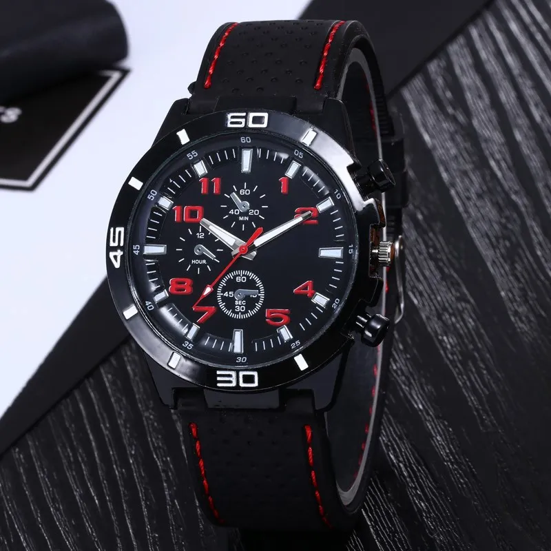 

New Mens Fashion Luxury Waterproof Stainless Steel Silicone Band Sport Watch Cool Quartz Wrist Analog Watch Business Gifts