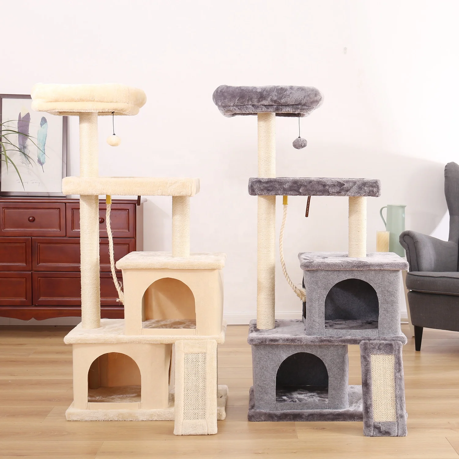 

Pet Home Style Natural Amazon Luxury Pet Products Cat Tree Scratching Sisal Posts Modern Cat Furniture, Customized color