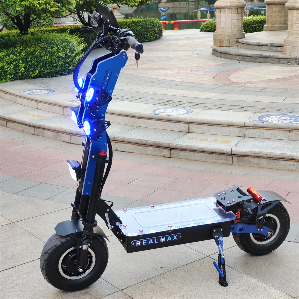 

realmax 2021 SN13 plus 72V electric mope scoote dual motor 13inch 10000w 60v electric scooters with fat tire, Blue