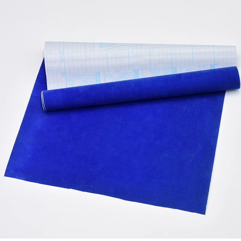 

Factory Wholesale Heat Transfer Template Sticky Flock Fabric Adhesive Flock Material For Rhinestones blue sticky flock