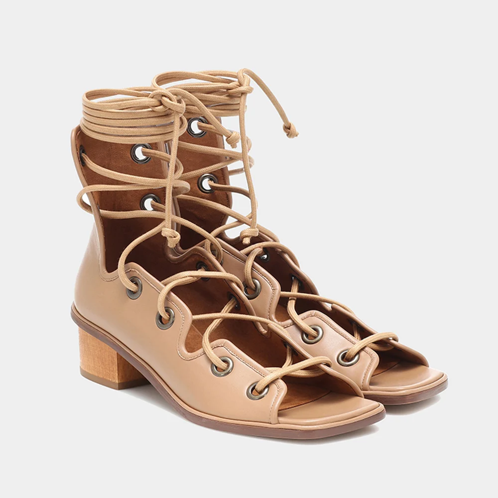 

High Quality New Design Sexy Platform Strappy Sandals Lace-up Women Flat Sandal Heels