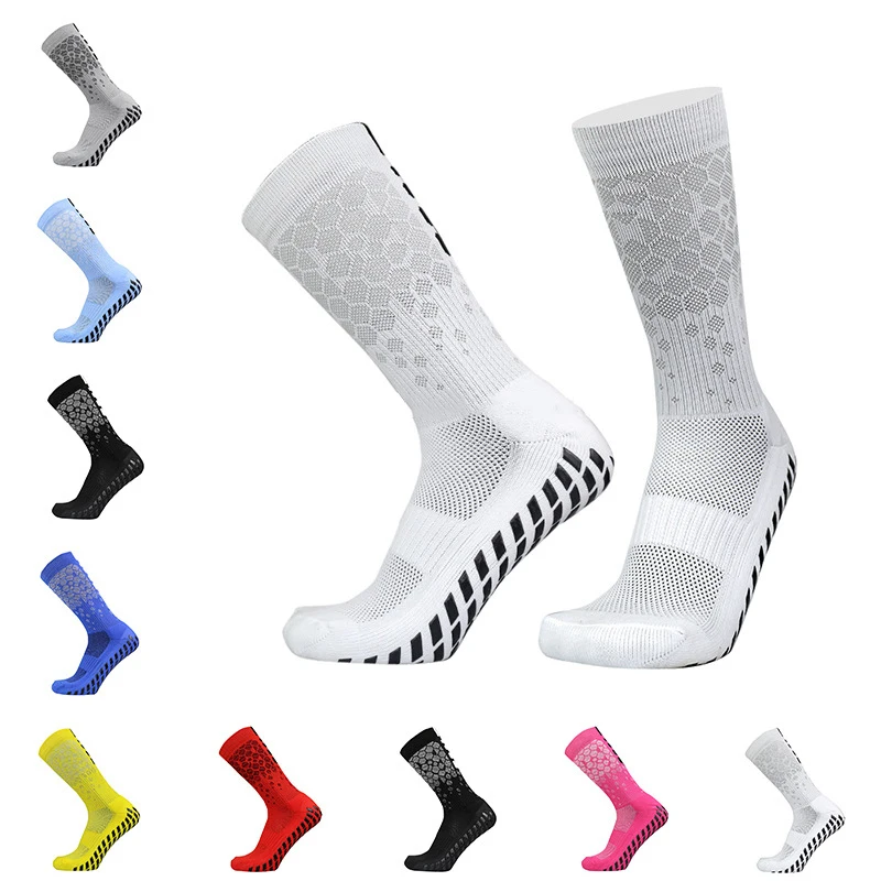 Custom logo Adults Honeycomb grid style towel bottom soccer socks professional game training non-slip soccer socks