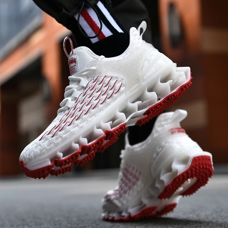 

Men Shoes 2021 Fashion Sneakers Male Mesh Breathable Men's Running Shoes Traine Blade Platform Shoes Men Zapato De Hombre, White-red,black-red,white-camouflage