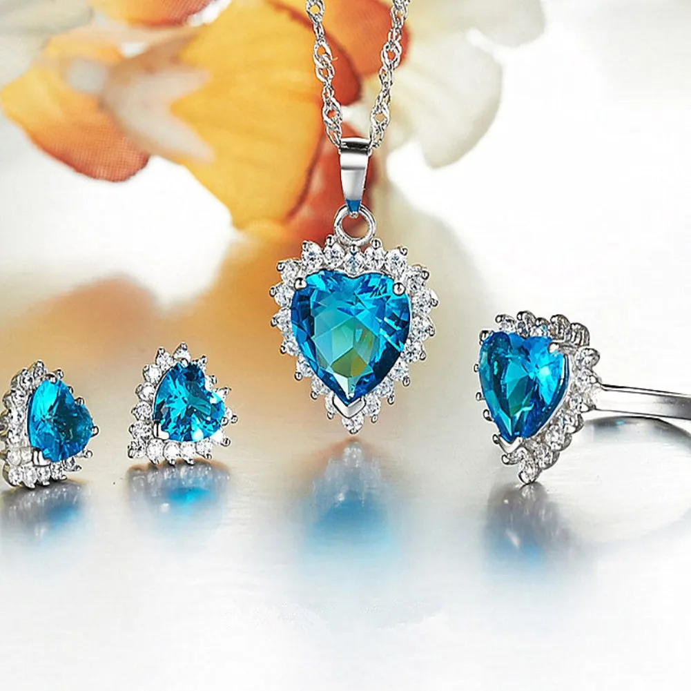 

Wholesale imitation pigeon blood Necklace Earring Ring Ring Set four piece Rose Gold Garnet Jewelry Set