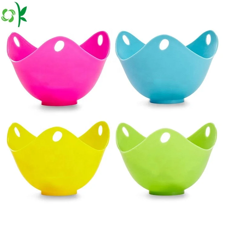 

OKSILICONE High Temperature Resistant Silicone Egg Steamer Household With Ring Standers For Egg Cooking Silicone Poacher, Rose red/light blue/orange/light green/customized