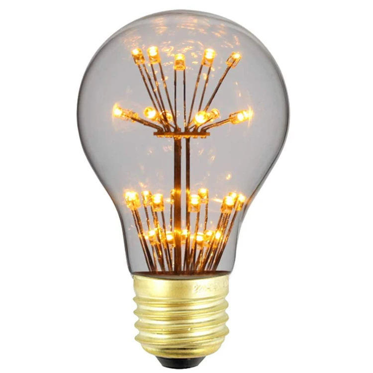 Best Quality 3 Watts Globe Vintage Firework LED Starry Edison Light Bulb A19 A60 for Sales