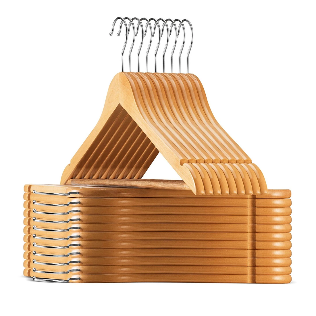 JDGOU Wooden Hangers 30 Pack,Premium Wood Hangers Smooth Natural Finish