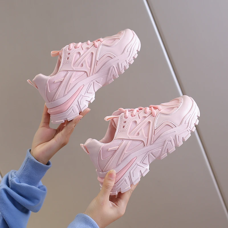 

Drop Shipping Women's High Platform Sneakers Fashion Sports Shoes Ladies Chunky Walking Style Shoes Girl Pink Casual Shoes, Red/black/pink