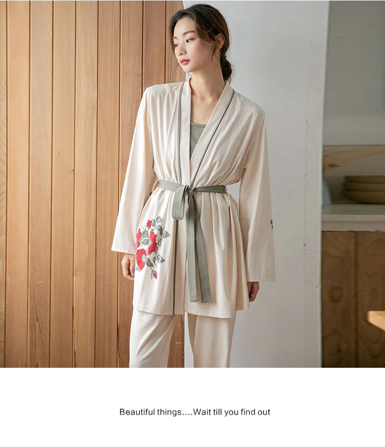 Itonia 2020 New Arrival Elegant 3pcs Cotton Pregnancy Clothes Pajamas Set.jpg