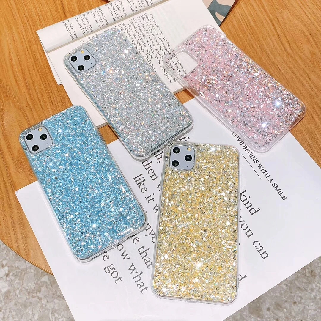 

Free Shipping Bling Cell Phone Case for iPhone 13 12 11 Pro XS Max X XR 8 7 6 6S Plus Shinny Shockproof Mobile Back Cover