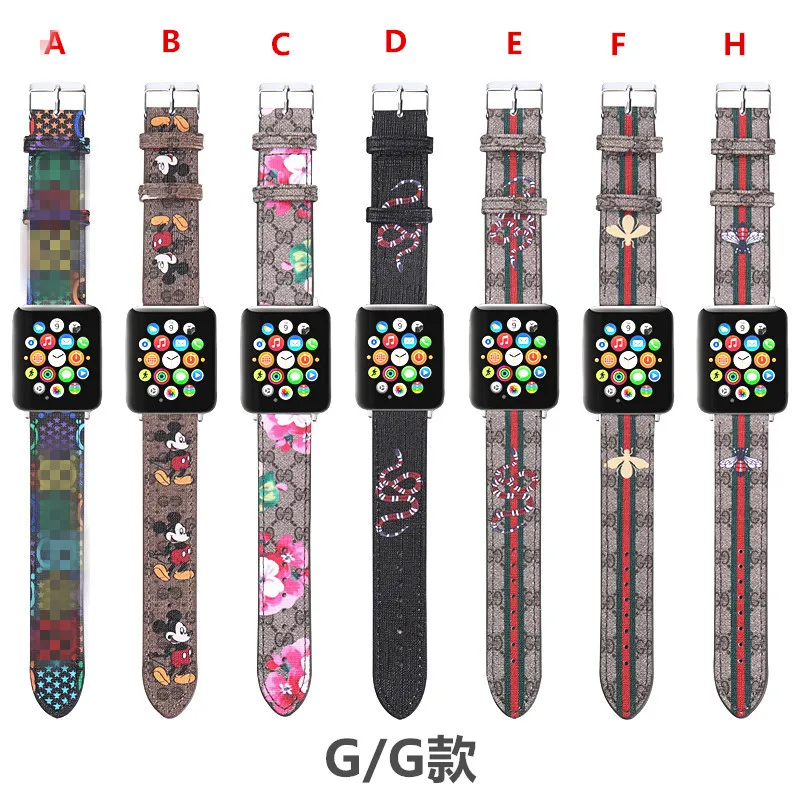 
luxury High Quality for Apple watch bands for iwatch Strap leather Check 38 42mm 44mm i Watch Band leather iwatch band strap 