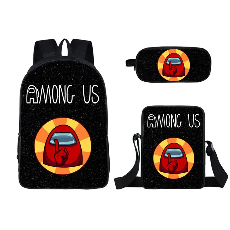 

New Game Among Us Schoolbag Creative Polyester Burden Reduction Backpack Pencil Bag Small Satchel Three-piece Set, 1,2,3,4,5,6,7,8,9,10,11,12,13,14,15,16,17,18,