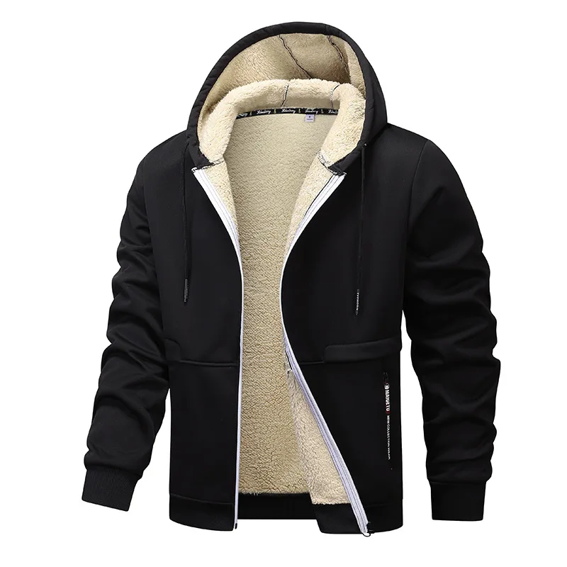 Men Winter Jackets Fleece Sherpa Zip up Cotton Coats Custom Overcoats Hood Sweatshirts for 2024 Men's Hooded Jackets Plain