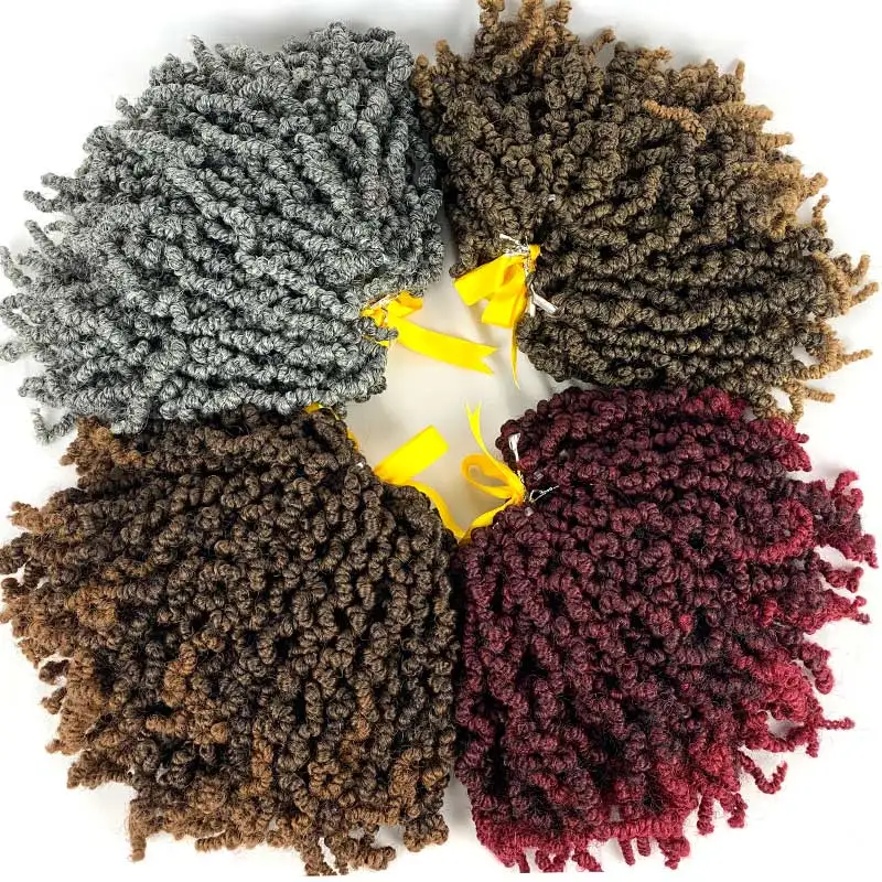 

6 Pack Pre-twisted Spring Twist Crochet Braids 8 Inch Pre-looped Twist Hair Synthetic Crochet Braiding Bomb Twist Hair