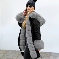 

2019 New Multicolor Costume Occident Winter Dress Warm Mink Hair Collar Hooded Cotton-padded Clothes Women Coat