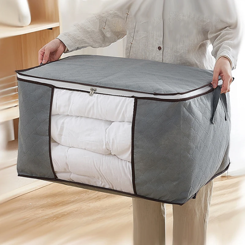 

Non-woven storage bag thickened cotton quilt storage bag dustproof Breathable Foldable storage box, Grey