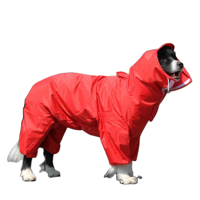 

Wholesale large medium and small dog four-legged dog rain coat clothes pet dog reflective raincoat