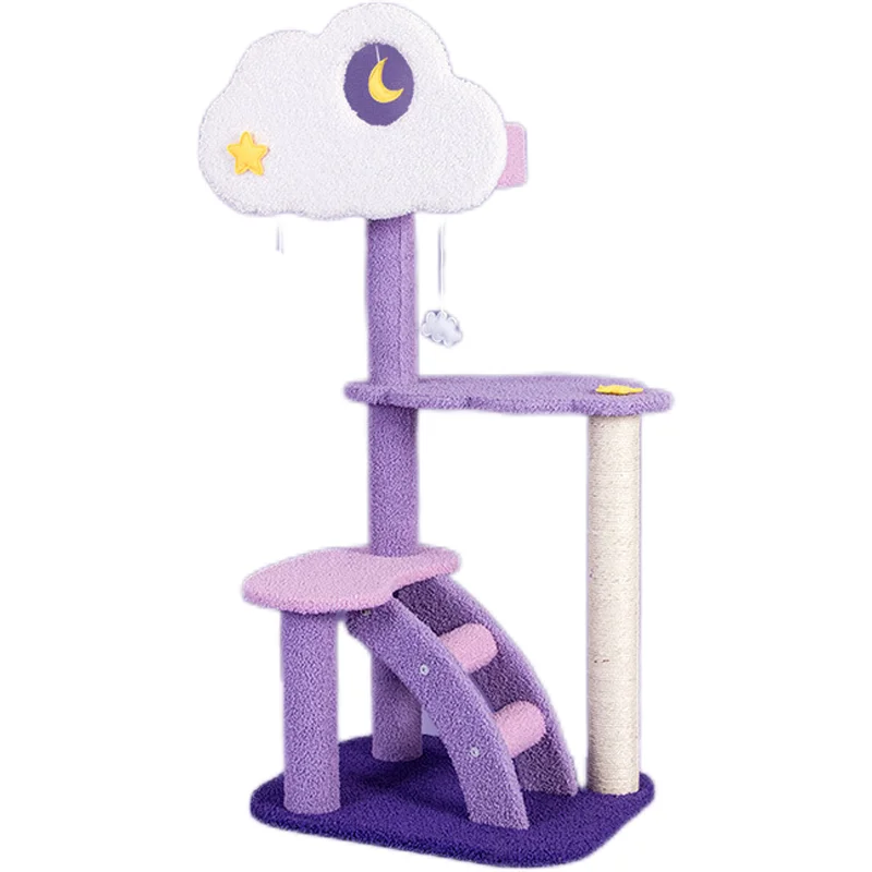 

High quality Sisal Star moon scratching tower cat climbing tree house, Purple