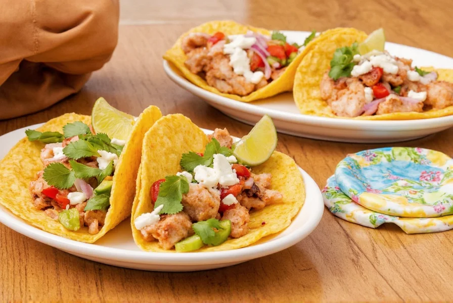 Fish tacos on a plate with lime wedges and cilantro