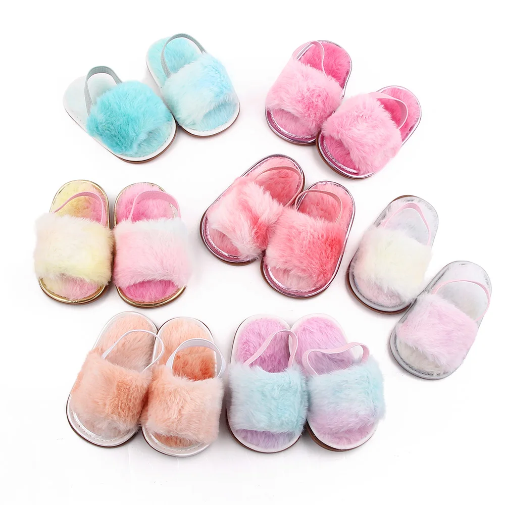 

Infant Baby Newborn Toddler Girls Soft Fleece Slippers with Non-Skid Rubber Sole Lightweight Indoor House Shoes, 20 colors