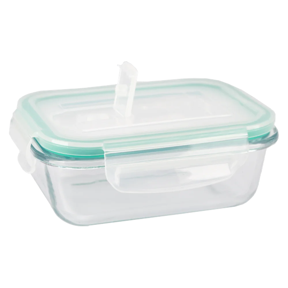 

1500ml rectangle glass meal prep container plastic lid venting bento box food storage box, Transparent