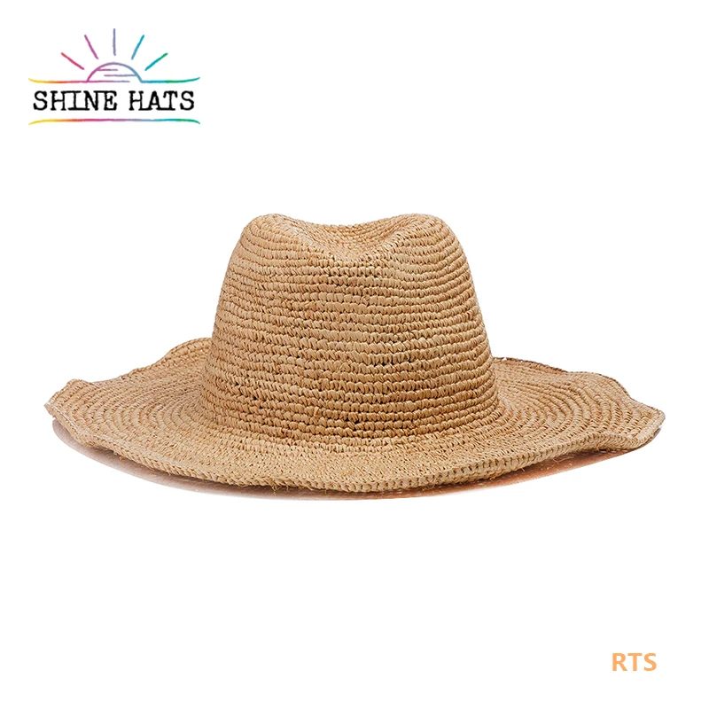 

Shinehats OEM Custom Mexican Crochet Raffia Straw Beach Hat Adjustable Bands Ladies Summer Women Sun Beach Chapeau Femme Adults