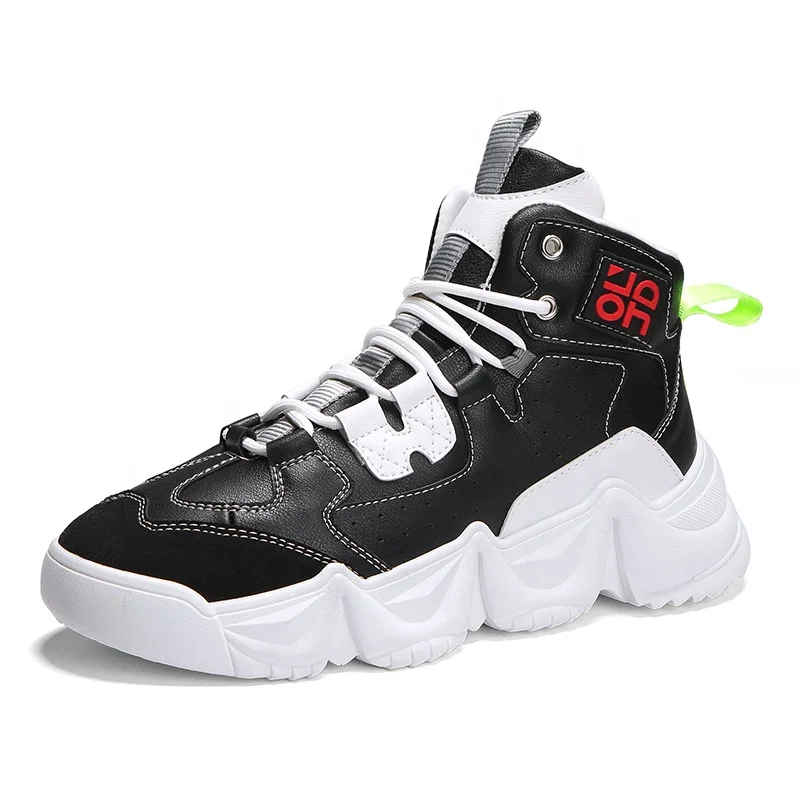 
Custom Brand Cheap 2019 New High Top Fashion Sneaker For Men Leather Upper Breathable Walking Shoes Thick Bottom L 1571 