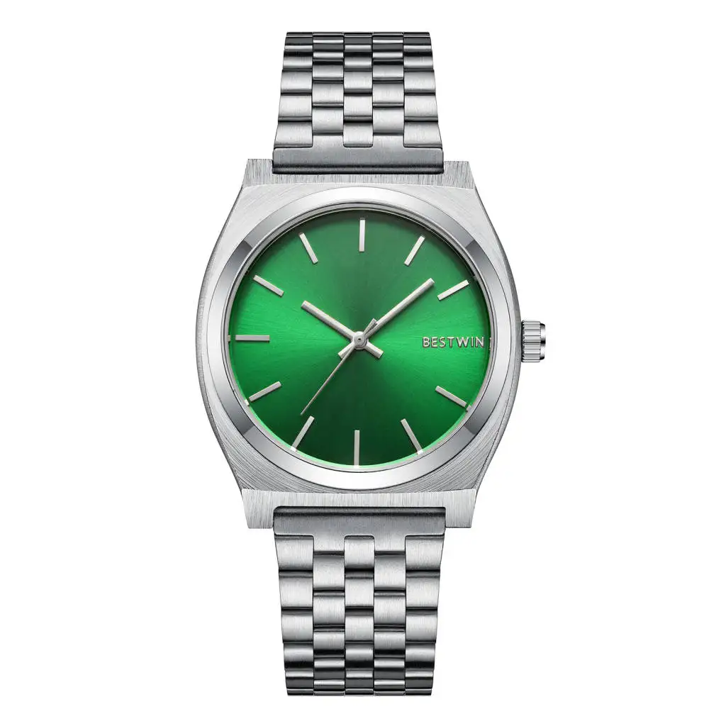 

JYM Bestwin Brand Gold Wrist Watch For Men New Luxury Male Stainless Steel Green Face Quartz Analog Watch Fast Delivery, 4colors