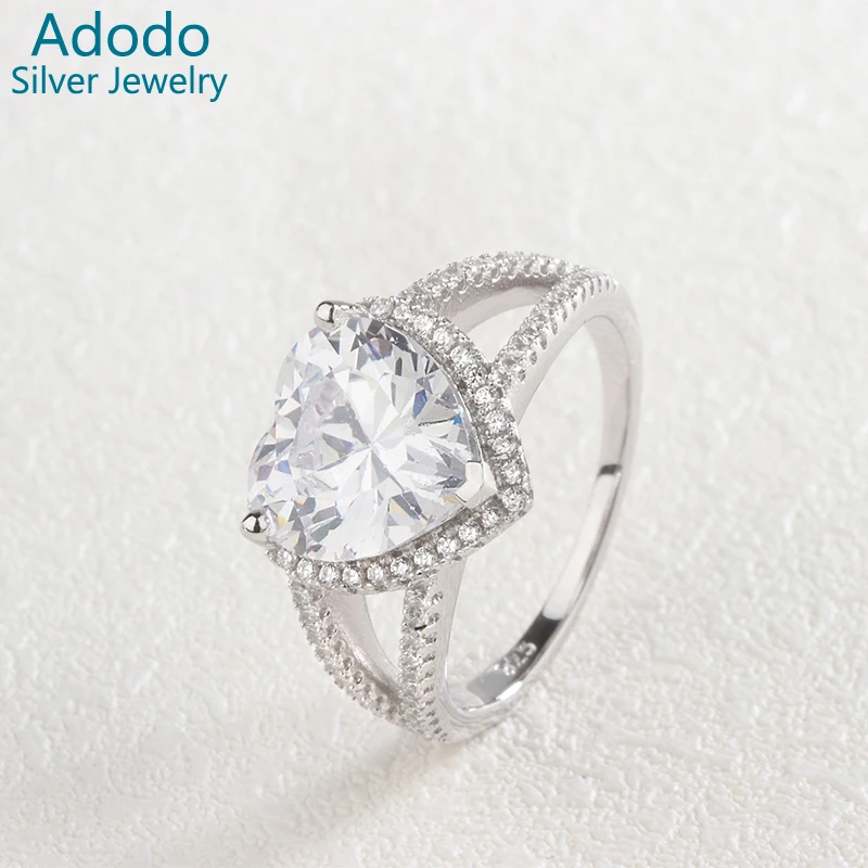 

Hot Sale 2020 925 Sterling Silver Gifts For Women Zircon Big Heart Jewelry Wedding Rings