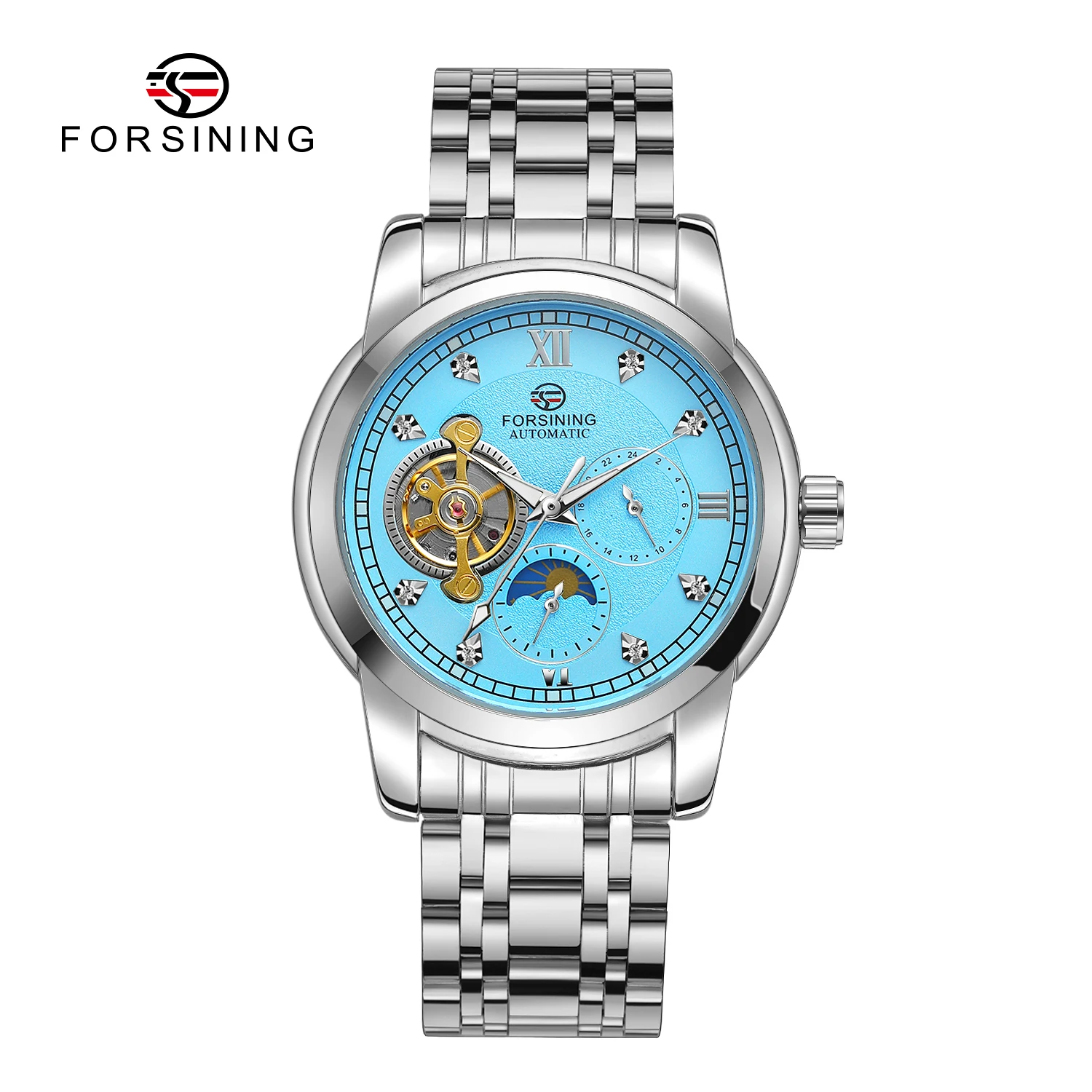 New Design Luxury OEM Fast Shipping Watches Forsining Brand Moon Phase Automatic Mechanical Man Watch